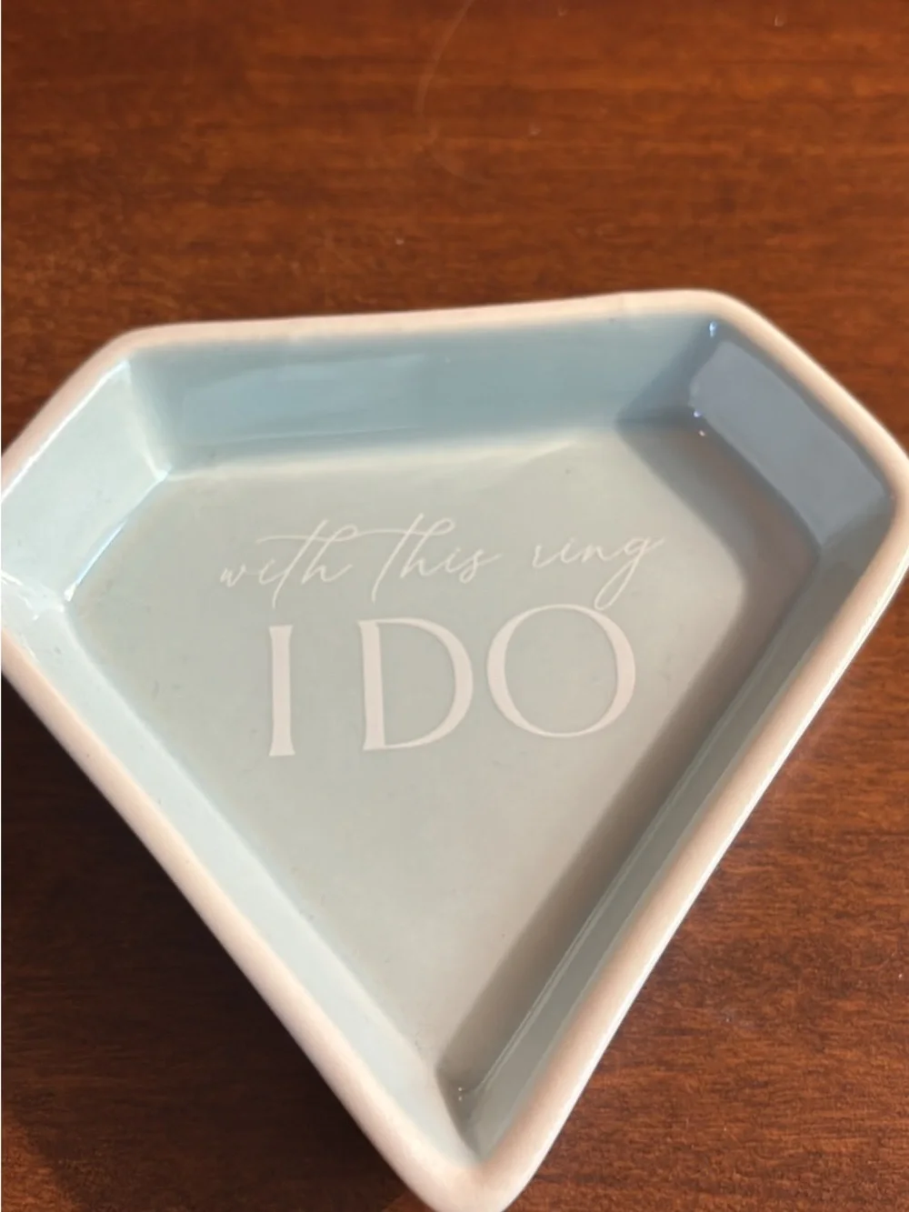 Ceramic Jewelry Dish 'I DO' in Light Blue by